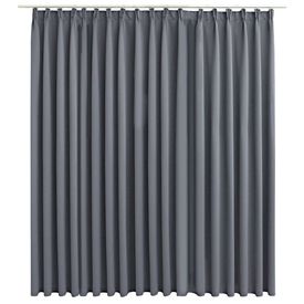 Draperie opacă cu cârlige, gri, 290 x 245 cm