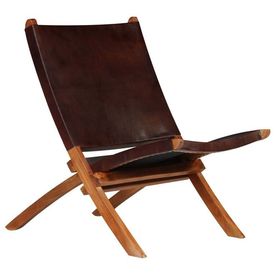 Scaun relaxant, piele naturală, 59 x 72 x 79 cm, maro