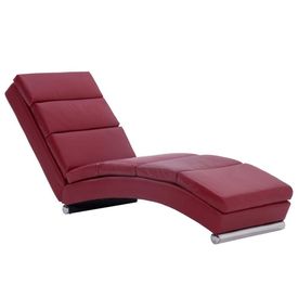 Șezlong cu pernă, roșu vin, piele ecologică