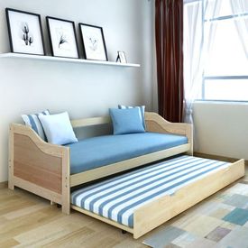 Pat canapea extensibil/pat de zi din lemn de pin, 200x90 cm
