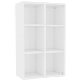 Bibliotecă/Servantă, alb foarte lucios, 50 x 25 x 80 cm, PAL