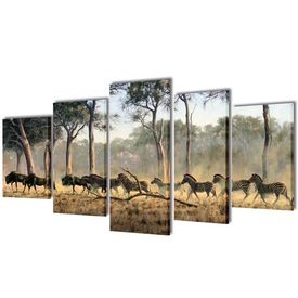 Set tablouri imprimate de pânză Zebre 200 x 100 cm