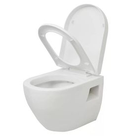 Toaletă suspendată cu rezervor încastrat din ceramică albă