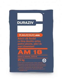 Adeziv alb flexibil cu timp deschis extins pentru piscine și plăci de mari dimensiuni, DURAZIV AM 18