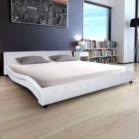 Cadru de pat din piele artificială 180 x 200 cm, alb