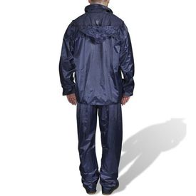 Costum ploaie bărbați 2 piese cu glugă Bleumarin XXL