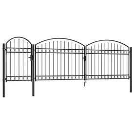 Poartă de grădină cu arcadă, negru, 2 x 5 m, oțel