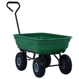 Cărucior manual de grădină basculabil, verde, 300 kg, 75 L