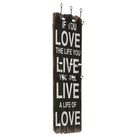 Cuier de perete cu 6 cârlige, 120 x 40 cm, LOVE LIFE