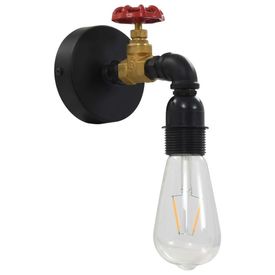 Lampă de perete, aspect de robinet, negru, E 27
