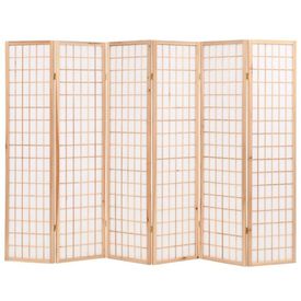 Paravan pliabil 6 panouri, stil japonez, 240x170 cm, Natural