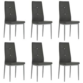 vidaXL Scaune bucătărie, 6 buc, piele artificială, 43x43,5x96 cm, gri