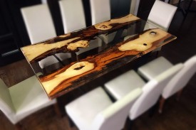 Măsă lemn de plop și rășină epoxidica, 180 x 90 x 80 modelul 2