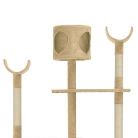 Ansamblu pentru pisici cu stâlpi funie de sisal, bej, 180 cm