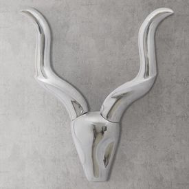 Decorațiune pentru perete tip cap de taur, aluminiu, 50 cm, argintiu