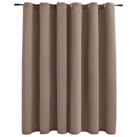 Draperie opacă cu inele metalice, gri taupe, 290 x 245 cm