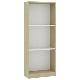 Bibliotecă cu 3 rafturi, alb & stejar Sonoma, 40x24x108 cm, PAL