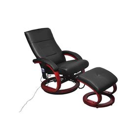 Fotoliu de masaj electric, cu taburet, piele artificială, negru