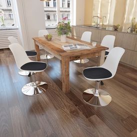 Set 6 scaune bucătărie pivotante reglabile în înălțime, alb și negru