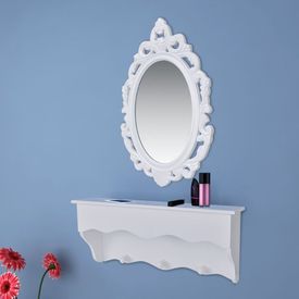 Set raft perete pentru chei și bijuterii, cu oglindă și cârlige