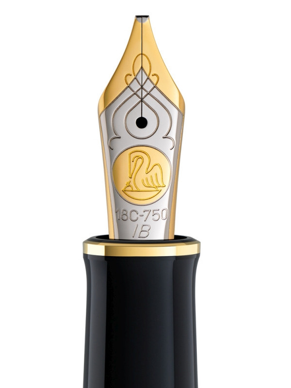 PENITA IB DIN AUR DE 18K/750 ORNAMENT DIN RODIU PENTRU STILOU M800/805 BICOLORA