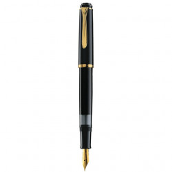 Stilou Pelikan Classic M200 M Cu Piston, Penita Placata Cu Aur, Accesorii Placate Cu Aur, Corp Negru