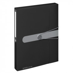 Mapa PP A4 40mm EOTG, inchidere buton cu elastic, negru opac