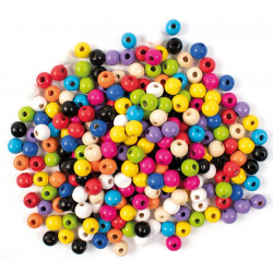 Set 200 margele din lemn colorate rotunde, 10 mm diametru