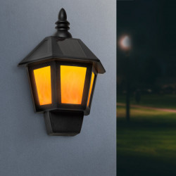Garden of Eden - Lampă solară LED de perete 2 în 1, cu efect flacără, alb rece, 28 x 19,5 x 9,6 cm