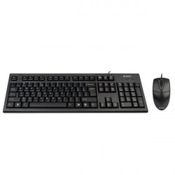 Kit tastatura+mouse USB A4TECH (KR-8520D-USB), black, tastatura wired cu 104 taste si mouse wired cu 3 butoane si 1 rotita scroll