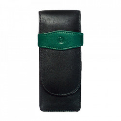 Etui de piele TG32 negru-verde, pentru 3 instrumente de scris
