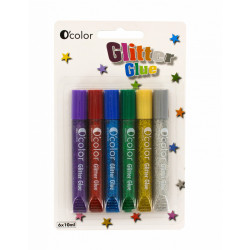 Set 6 flacoane lipici glitter colorat