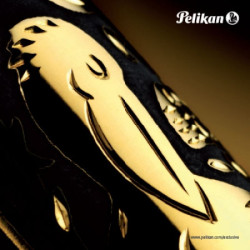 Stilou de lux Pelikan Toledo M900 F, penita aur 18K, gravat manual, accesorii placate cu aur