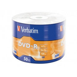 Verbatim DVD-R 16X 50PK WRAP 4.7GB MATT SILVER