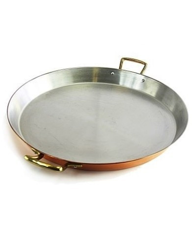 Tigaie Cupru, Manere din Bronz, Ø24cm - Paella, Pizza, Clatite, Omleta