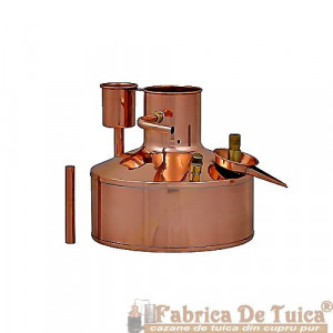 Pachet Promo Cazan cu coloana uleiuri esentiale 10 litri + Separator uleiuri esentiale + Cos suport lemne Cupru