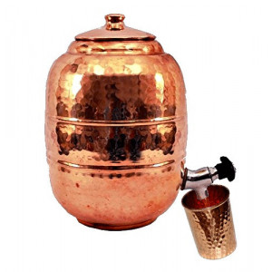 Rezervor 10 L Ayurveda din Cupru pentru Apa +Pahar Cadou