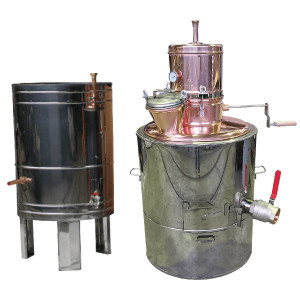 Cazan Tuica 100 Litri Profesional, Focar +Racitor Inox, Amestecator
