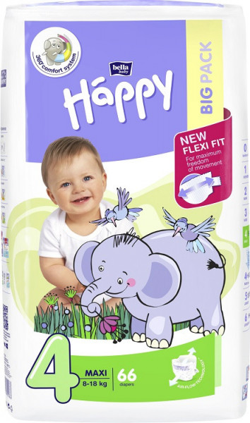 Happy Maxi 4, 8-18 kg, 66 buc