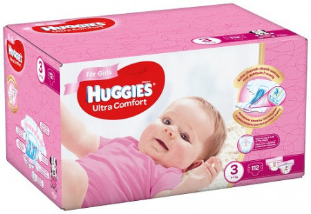Scutece Huggies Ultra Confort BOX 3, Fete, 5-9 kg, 112 buc