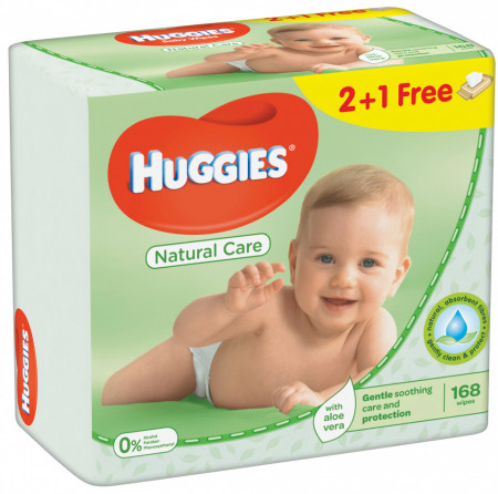 Servetele umede Huggies Natural Care, 2+1, 3x56 buc