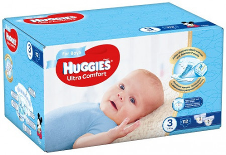 Scutece Huggies Ultra Confort BOX 3, Baieti, 5-9 kg, 112 buc