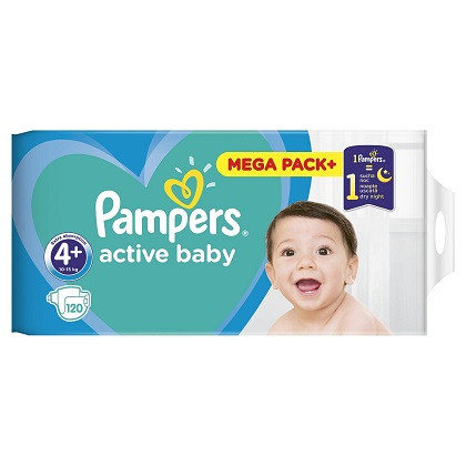 Scutece Pampers Active Baby, Nr. 4+, 10-15 kg, Mega Box 120 buc