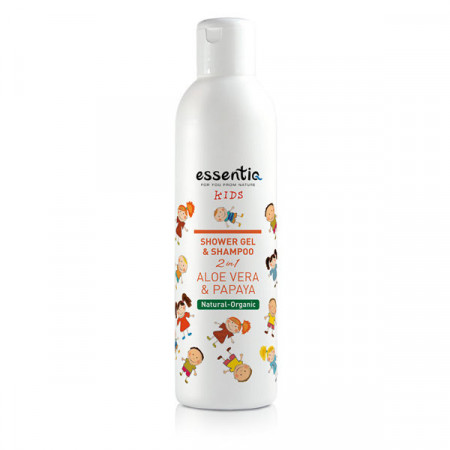 Gel de dus si sampon organic copii 2 in 1 Aloe Vera & Papaya 250ml
