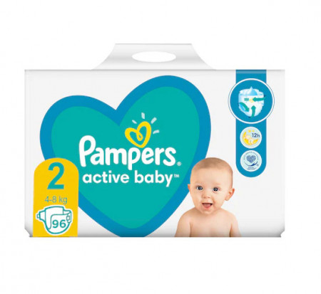 Scutece Pampers Active Baby, Nr.2, 4-8 kg, Giant Pack, 96 buc