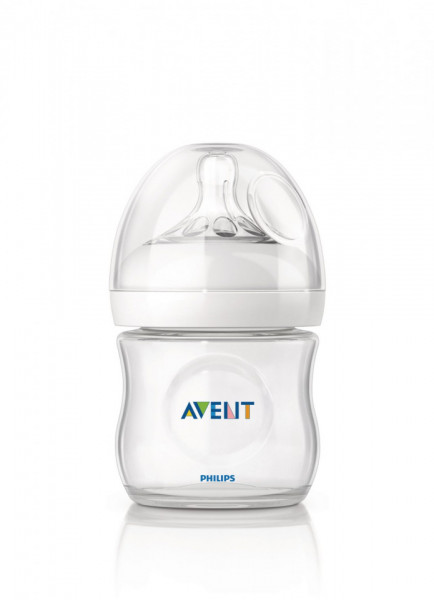Philips-Avent Biberon Natural 125 ml, Tetină ce imita forma sanului mamei, cu debit pentru nou-născut