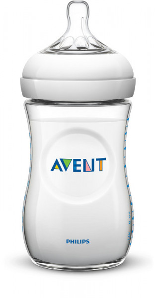 Philips-Avent Biberon Natural 260 ml, Tetină ce imita forma sanului mamei, cu debit lent