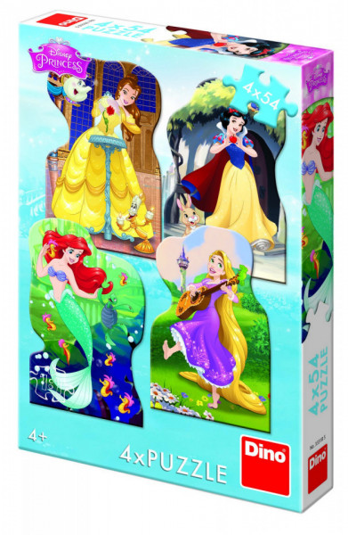 Puzzle 4 in 1 - Printesele si prieteni - 54 piese