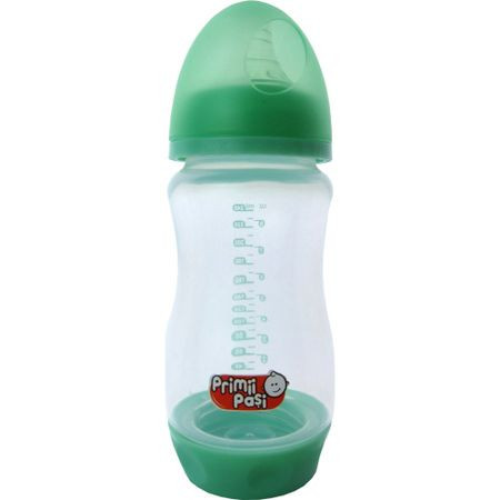 Biberon gat larg 240 ml, baza cu valva anticolici Primii Pasi roz