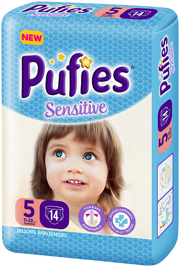 Scutece Pufies Sensitive, Nr. 5 Junior, Small Pack 14 buc